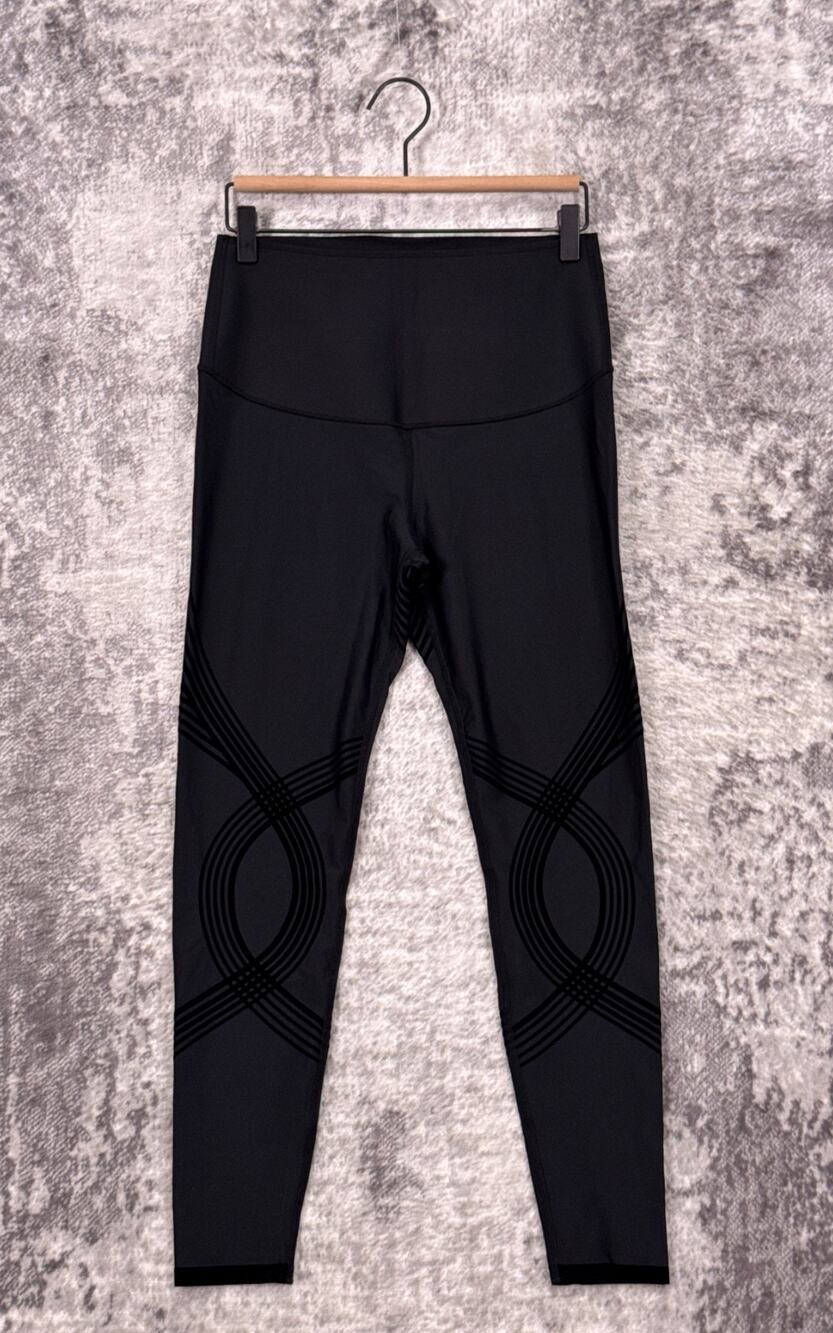 Fanka Leggings Medium Womens High Waisted Body Sculpt Reversible Black Cropped